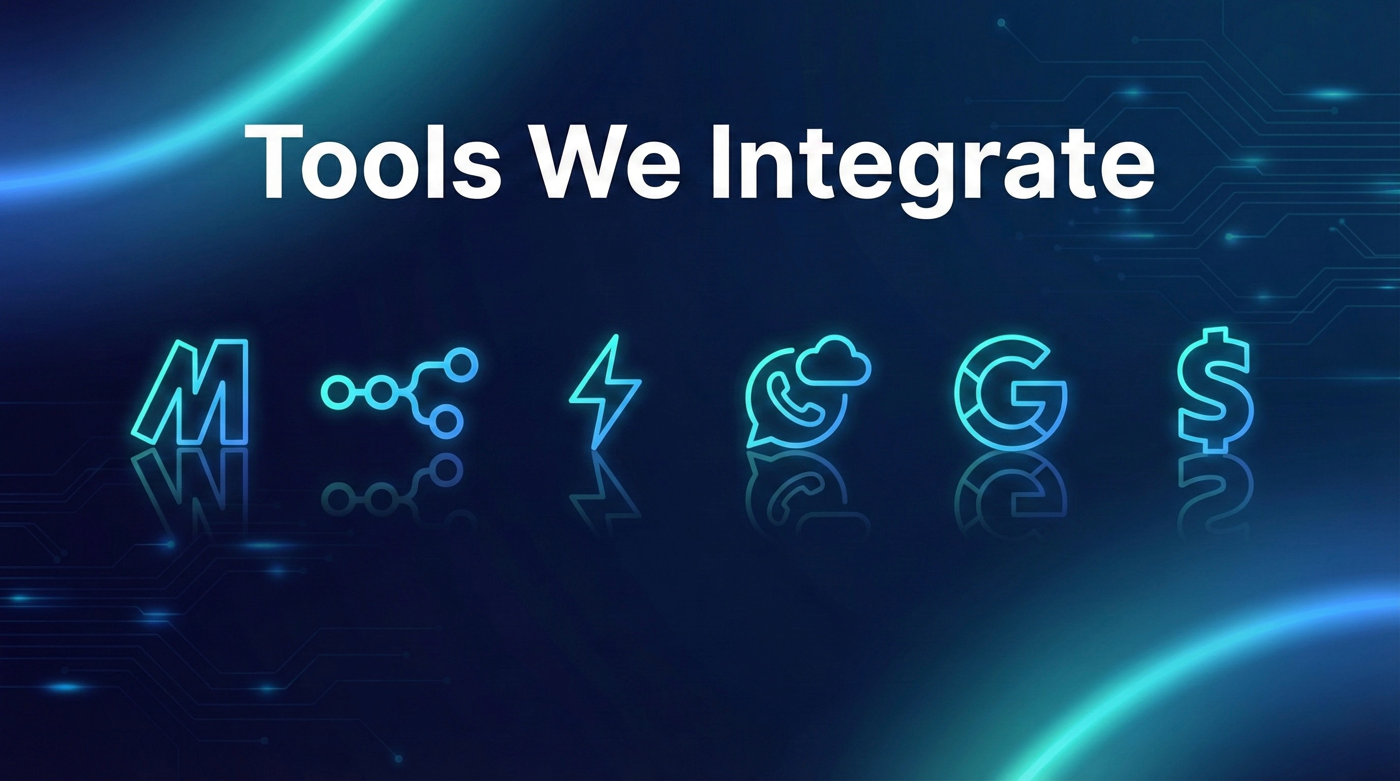 Tools We Integrate - Make.com, Zapier, n8n, WhatsApp, Google Workspace